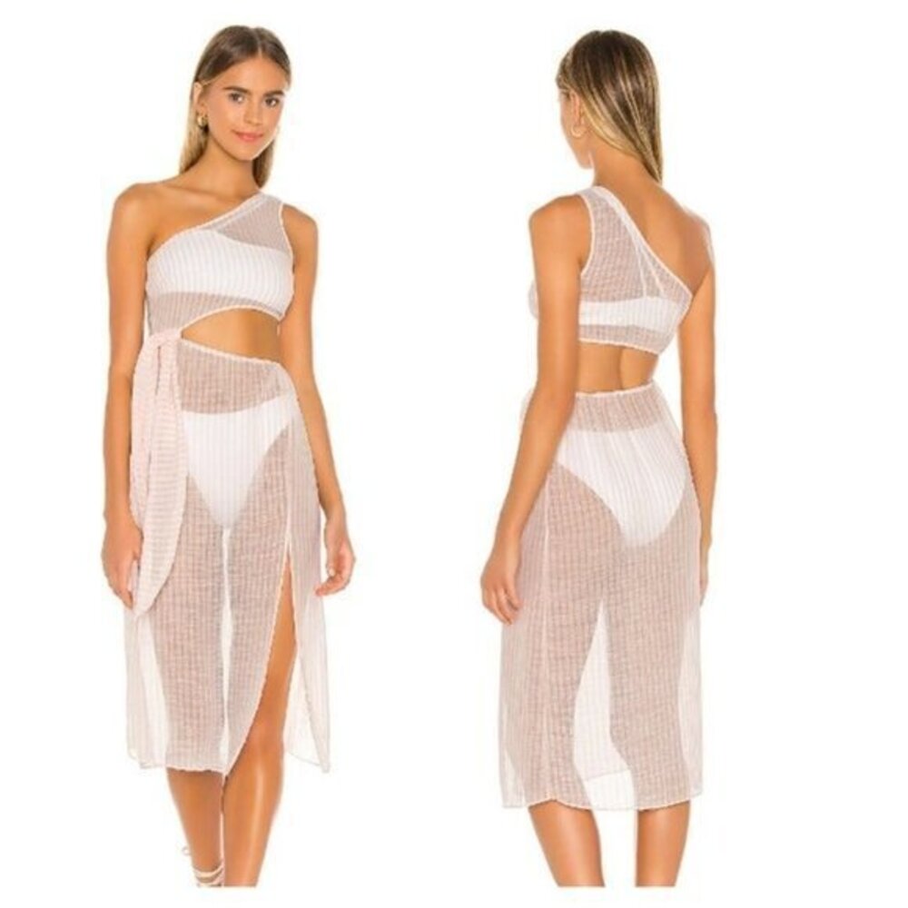 Lovewave Maci Midi Dress - Coral Stripe